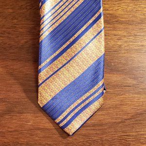 Italo Ferretti 100% Silk Blue and Gold Striped Silvi MarinaTie